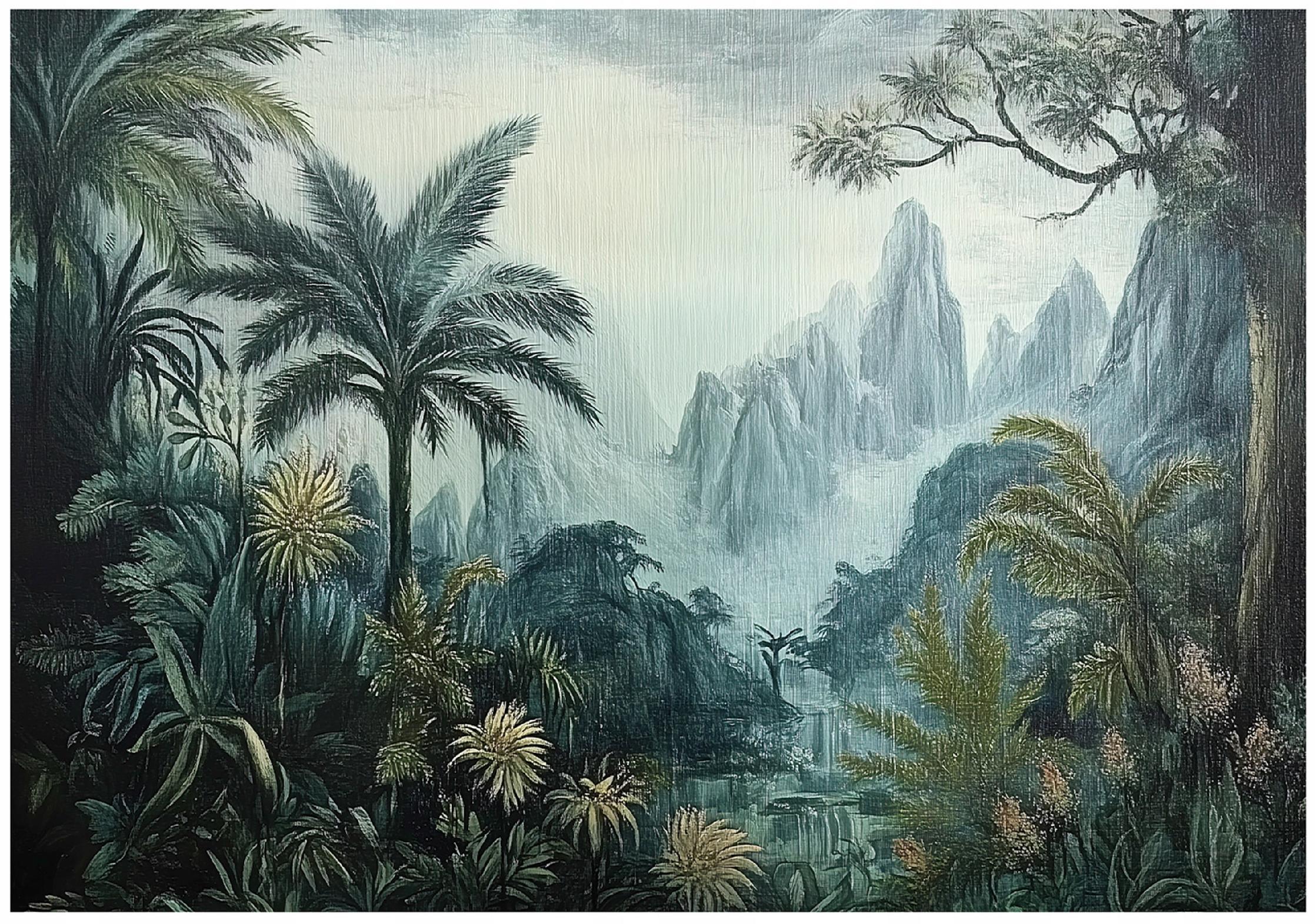 FOTOTAPETE Dschungel Landschaft Tapete Wohnzimmer Schlafzimmer 150x105 - Grün, Papier (150/105cm) - Wallarena