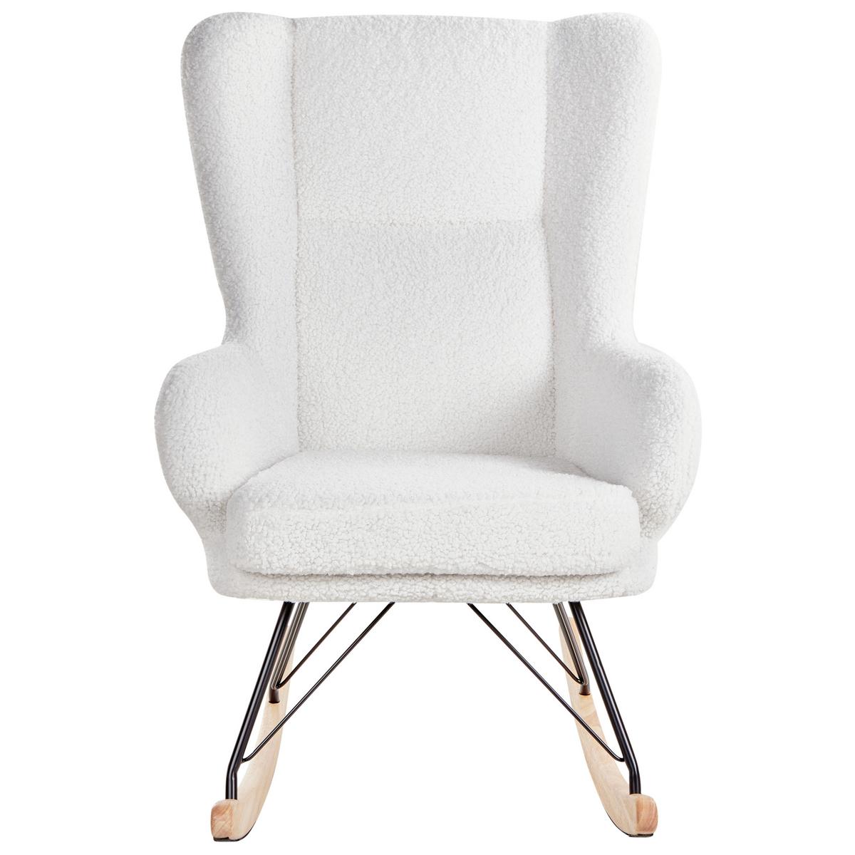 SCHAUKELSESSEL Bouclé Cremeweiß Luoma - Creme/Schwarz, Textil (69/106/97cm) - Beliani