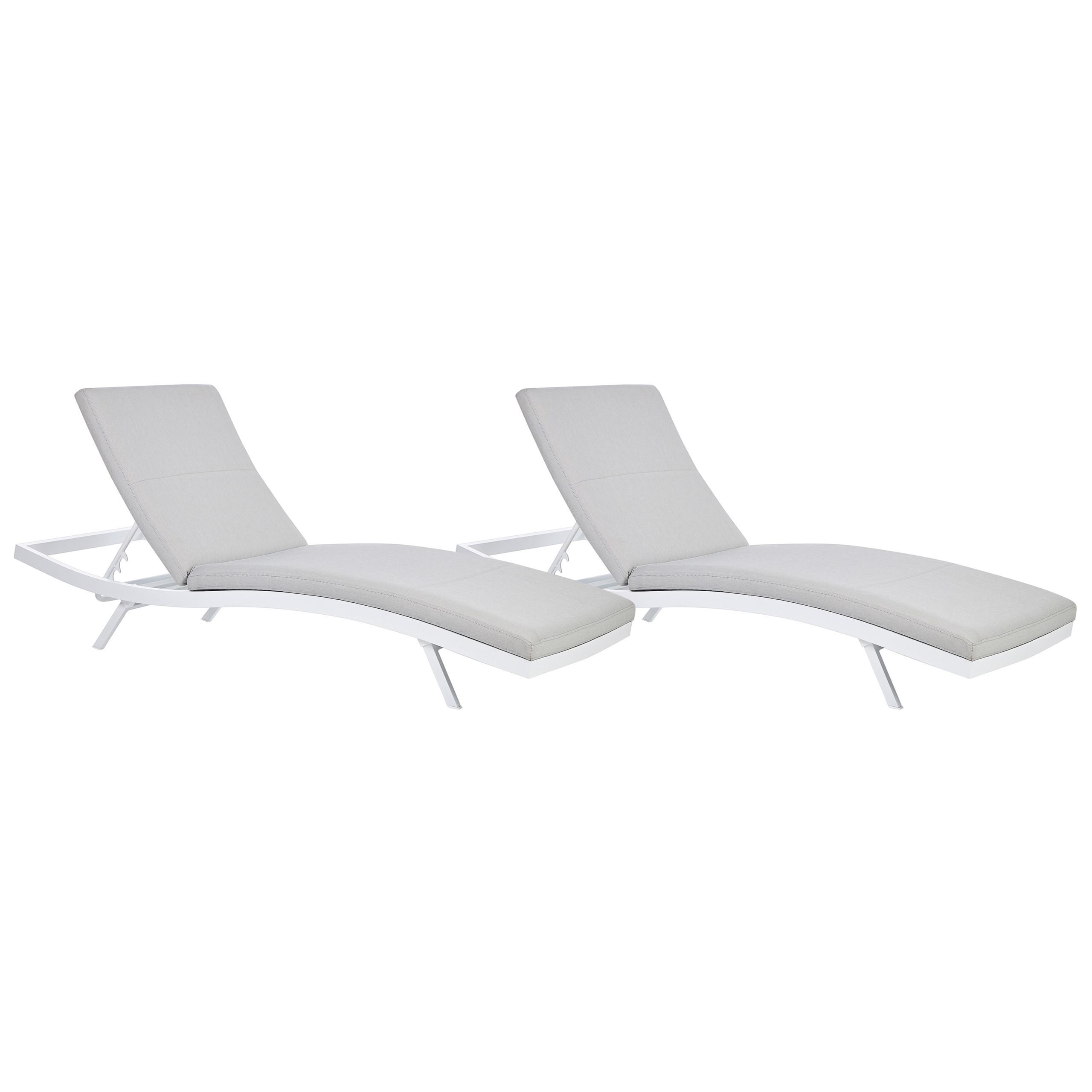 GARTENLIEGE 2er Set Grau Amelia - Weiß/Grau, Textil (66/91/199cm) - Beliani
