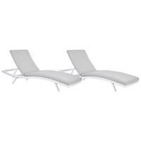 GARTENLIEGE 2er Set Grau Amelia - Weiß/Grau, Textil (66/91/199cm) - Beliani