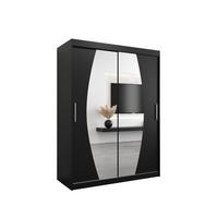 SCHWEBETÜRENSCHRANK 200/150/62 2-türig - Silberfarben/Schwarz, Holz/Kunststoff (150/200/62cm) - MÖBEL KRYSPOL
