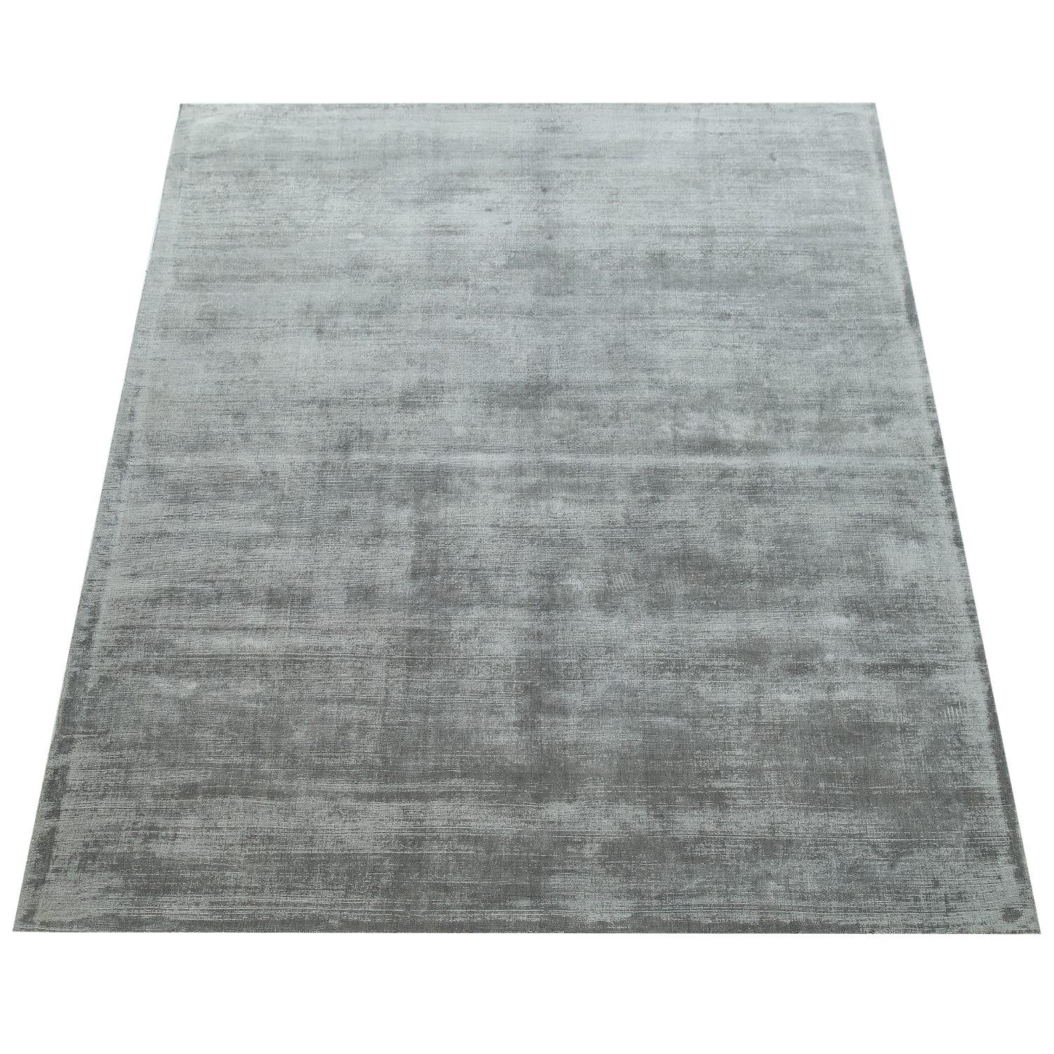 VISKOSETEPPICH handgewebt, einfarbig, Grau, 80 x 150 cm - Grau, Textil (150/80cm) - KADIMA DESIGN
