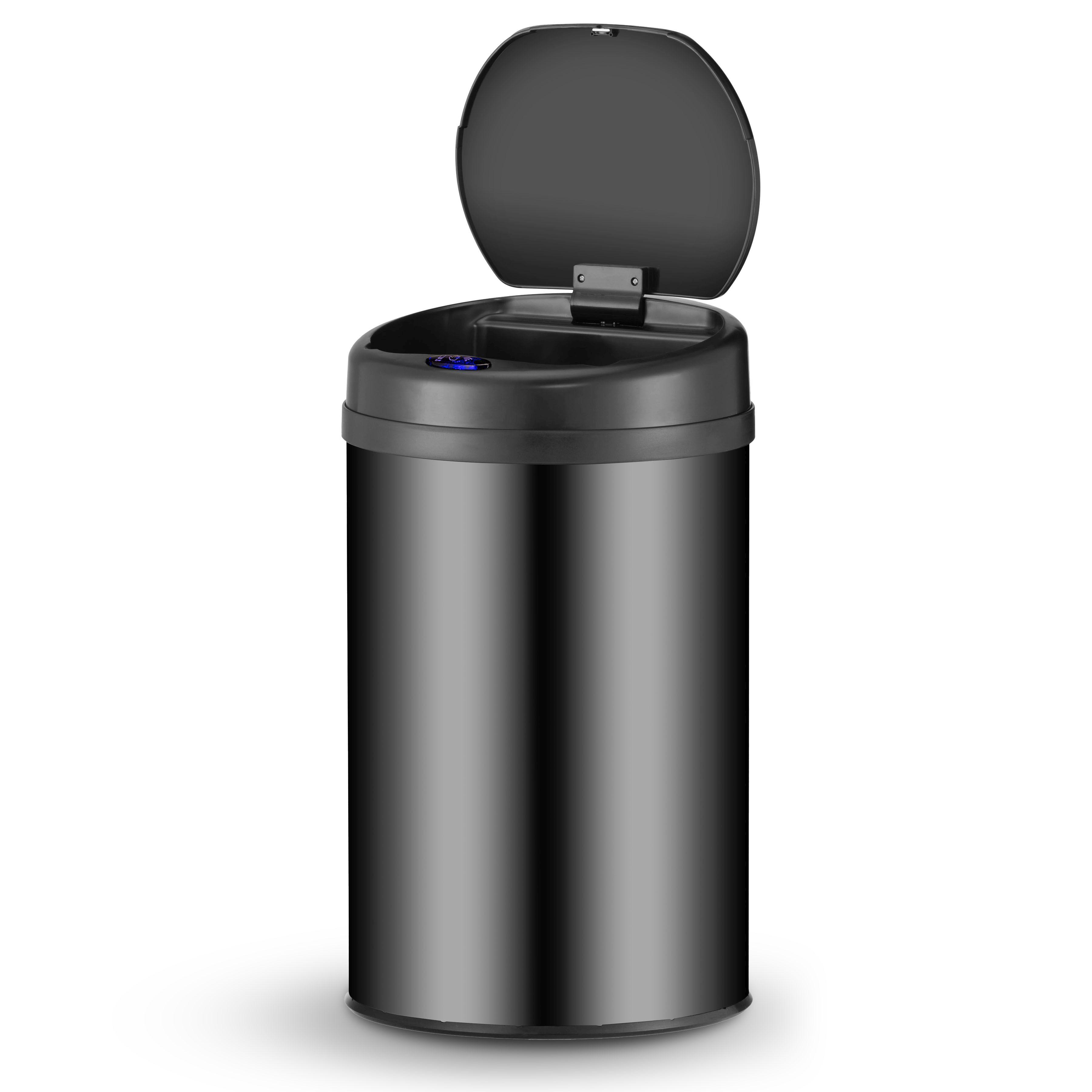 MÜLLEIMER rund 30L schwarz mit Sensor - Schwarz, Metall (31/52/31cm) - Juskys
