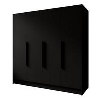 DREHTÜRENSCHRANK Pavia ohne Spiegel, Schwarz mit mit schwarzen Griffen, 200 cm - Schwarz, Holzwerkstoff (200/200/51cm) - Beautysofa