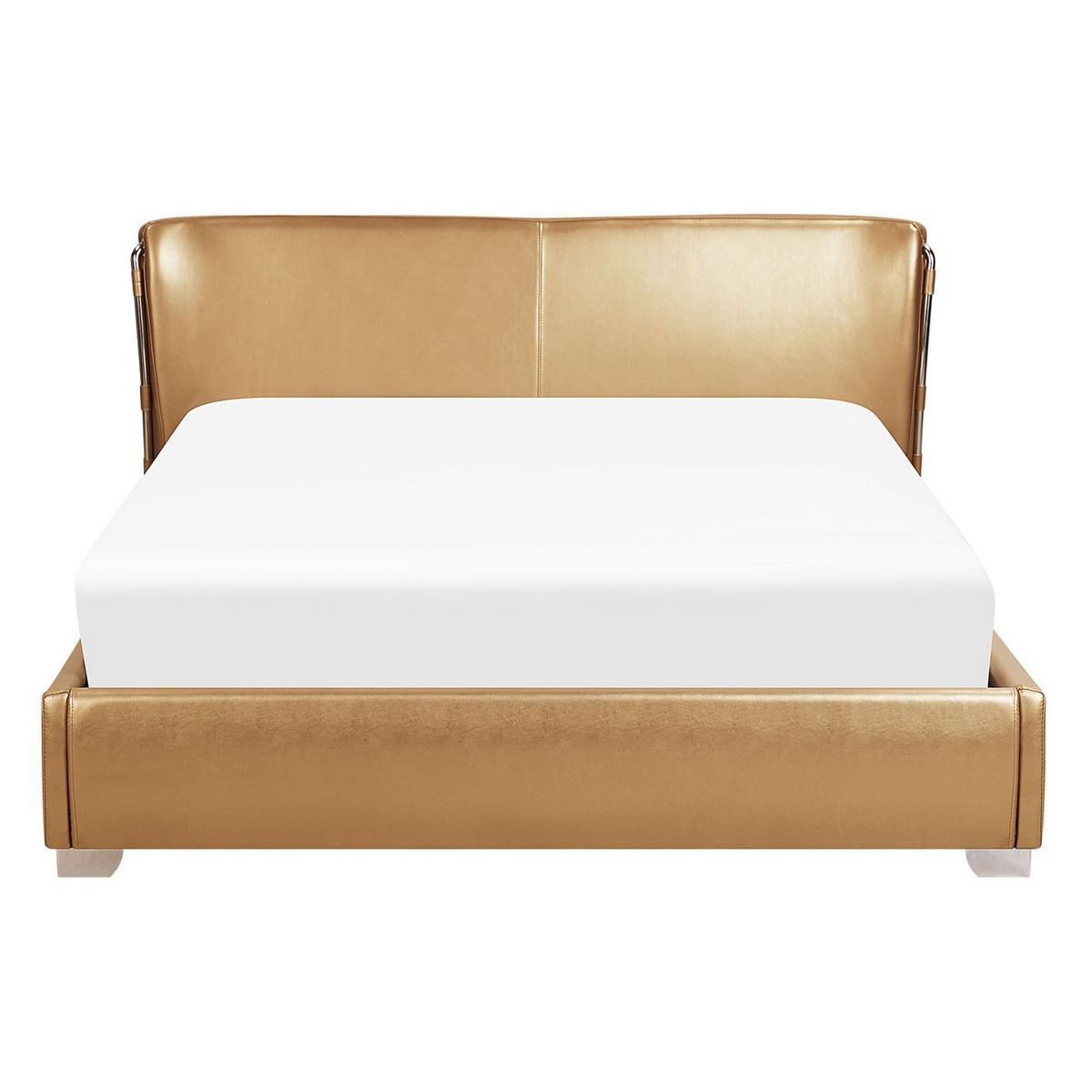 WASSERBETT mit LED 140x200 cm Gold Paris - Goldfarben, Leder (140/200cm) - Beliani