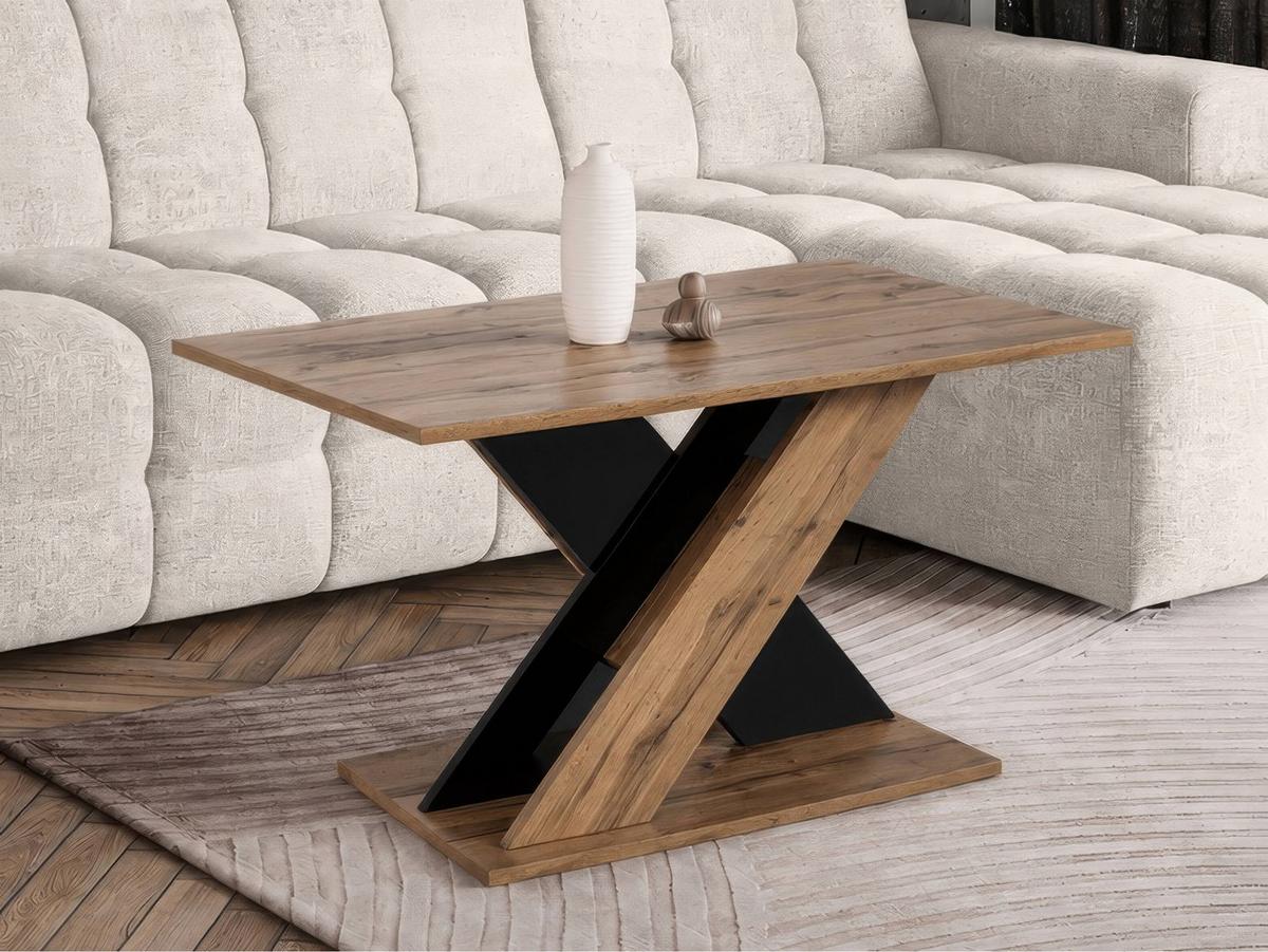 COUCHTISCH Toxx - Schwarz Hochglanz/Eiche Wotan, Holzwerkstoff (60/110/55cm) - MIRJAN24
