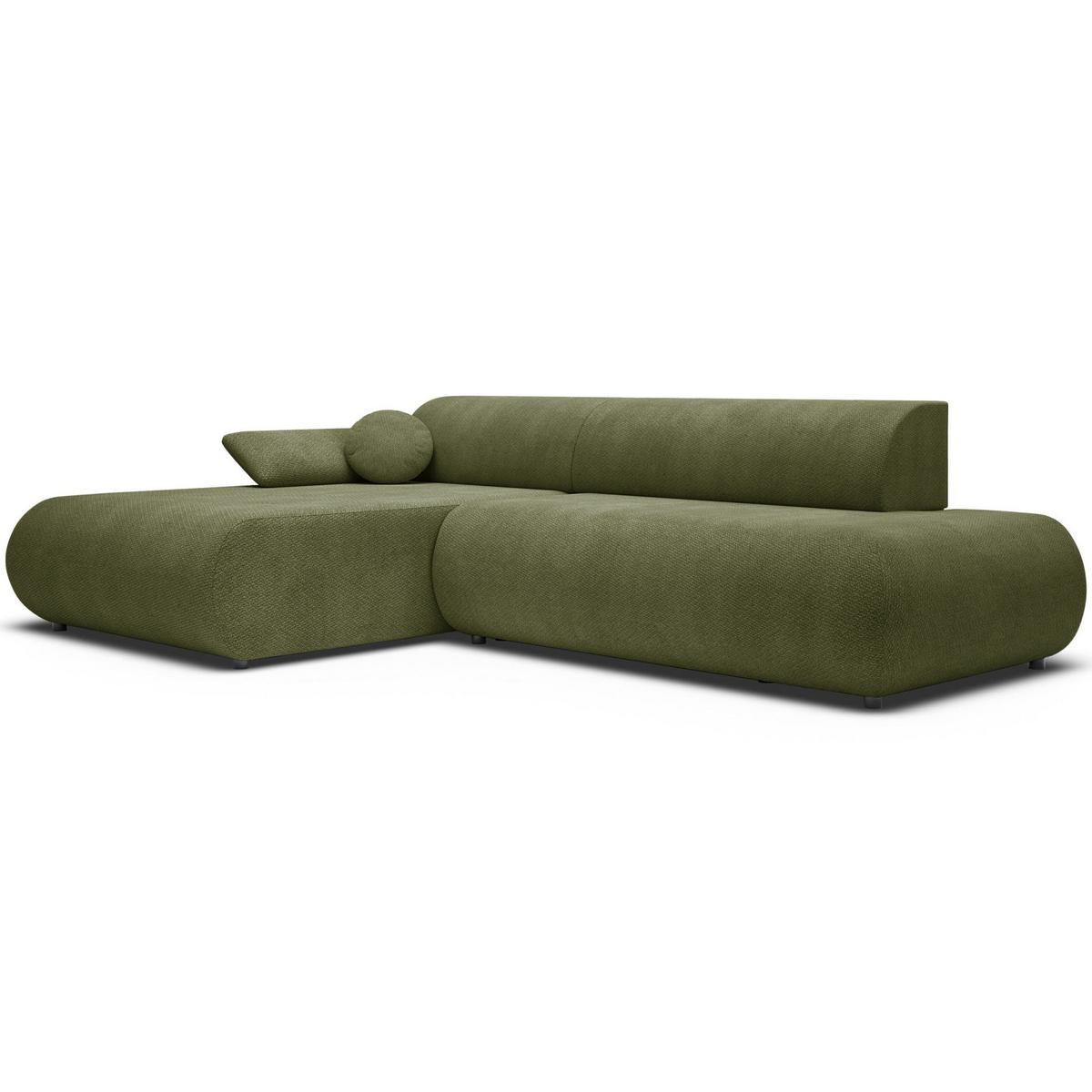 ECKSOFA Armone Olivgrün Chenille - Schwarz/Olivgrün, Kunststoff/Textil (286/173.5cm) - Selsey