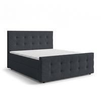 BOXBETT DEFNE 140x200 cm mit Fußteil und Matratze - Schwarz + TOPPER - Schwarz, Holz/Holzwerkstoff (140/200cm) - AX Living