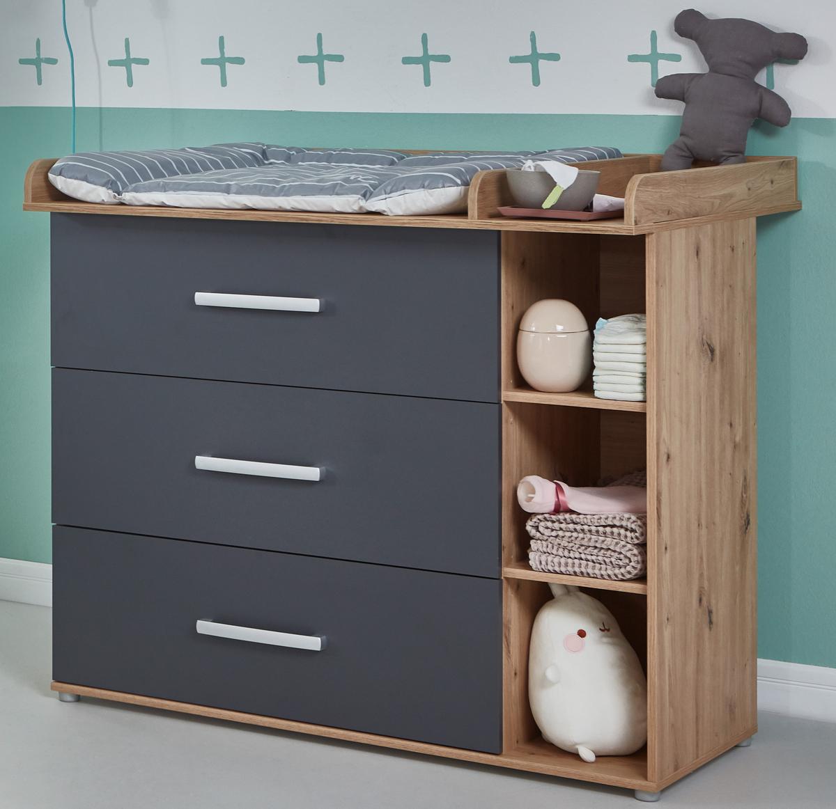BABYZIMMER SET Alessio 2-tlg. - Anthrazit/Silberfarben, Holz/Holzwerkstoff (1/1/1cm) - arthur berndt