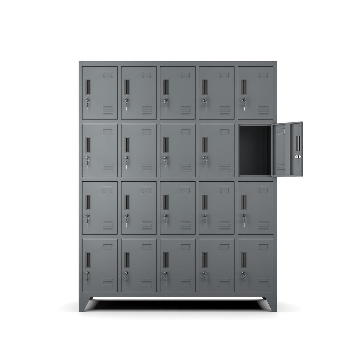 MEHRZWECKSCHRANK aus Metall mit 20 Fächer Anthrazit 136x172x45cm - Anthrazit, Metall (136/172/45cm) - Muralo