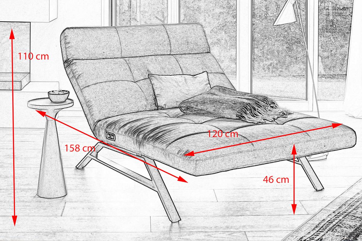LIEGE MIT MOTORISCHER RELAXFUNKTION AMERIVA Schwarz Velvet Relaxfunktion - Schwarz, Textil (120/110/158cm) - KAWOLA