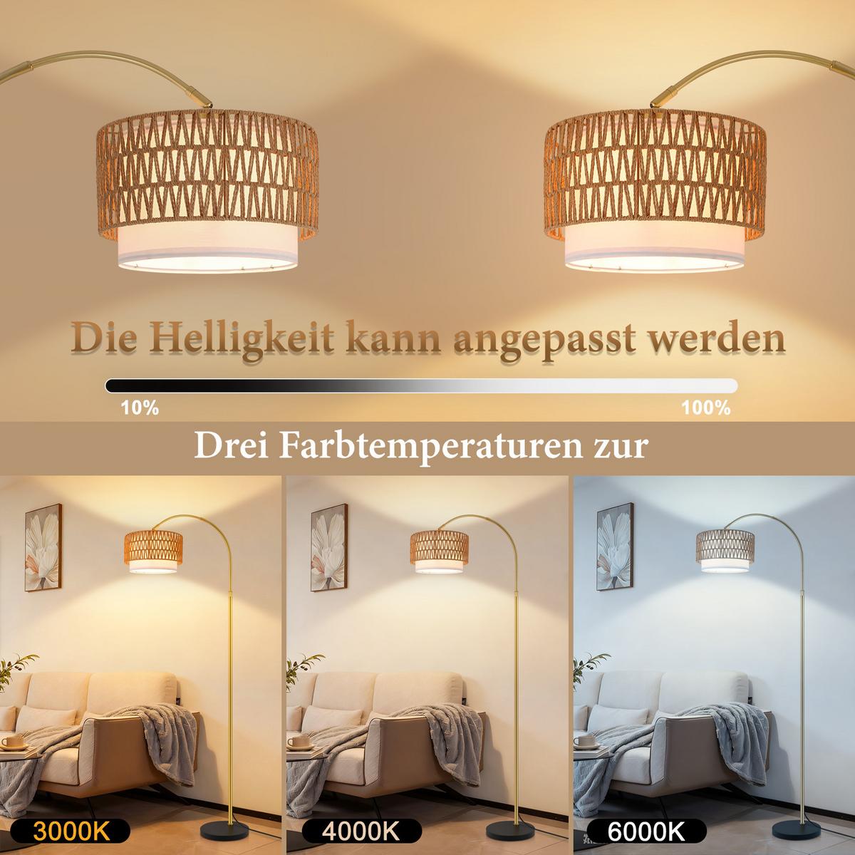STEHLAMPE Cyrwen 32/19/180 cm - Goldfarben, Metall (32/19/180cm) - ZMH
