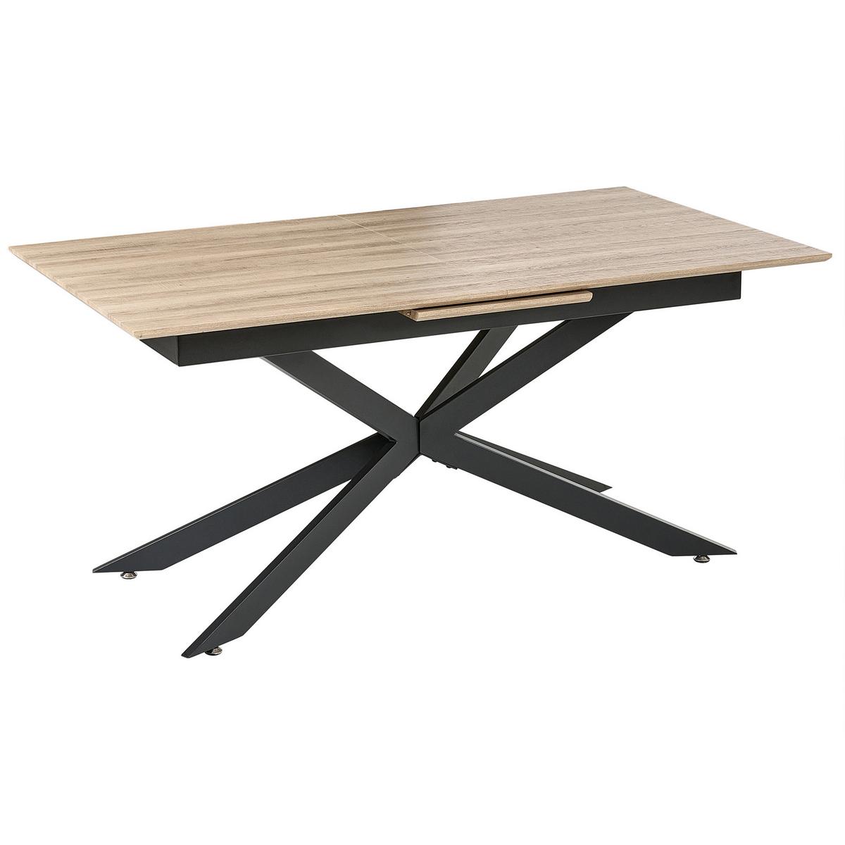 ESSTISCH Hellbraun 160-200/90 cm Finley - Hellbraun, Holzwerkstoff (160/90/75cm) - Beliani