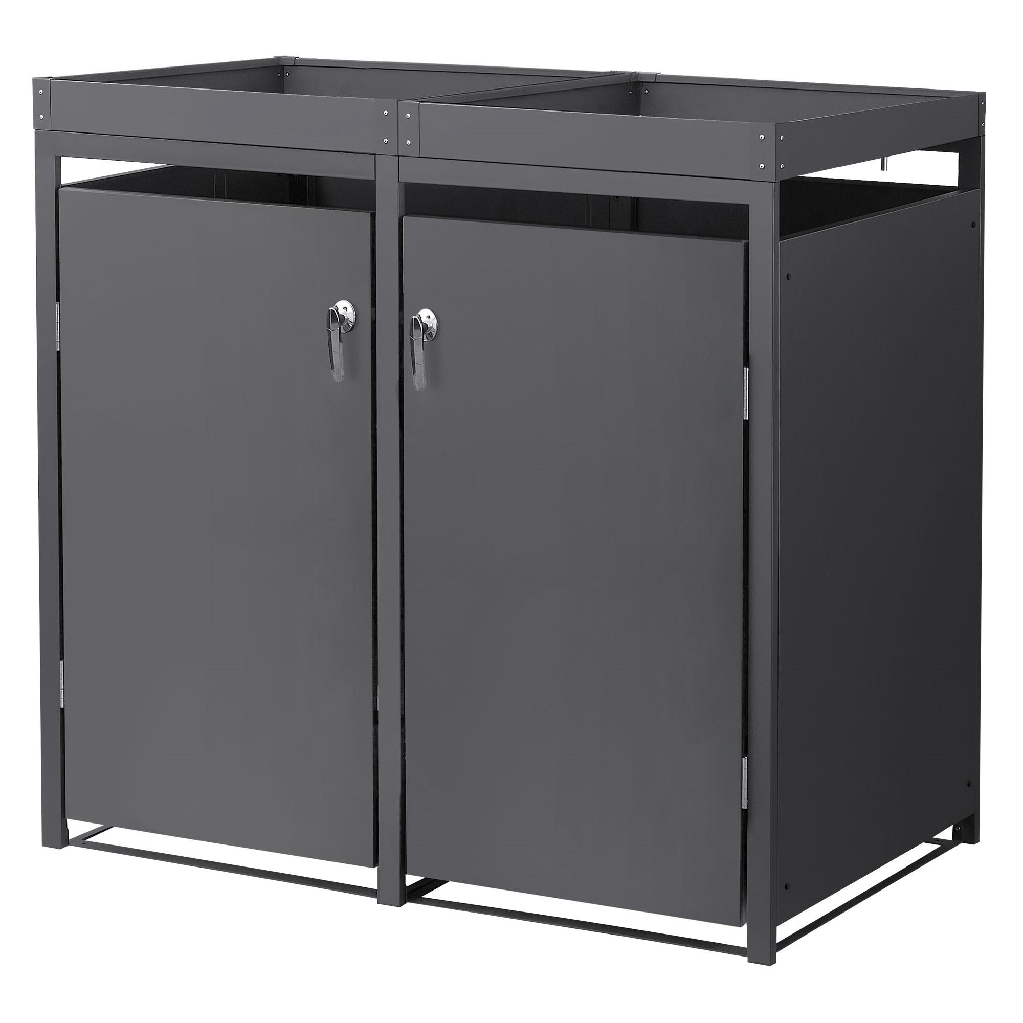 MÜLLTONNENBOX 2er mit Pflanzdach Anthrazit - Anthrazit, Metall (132/124/80cm) - ML-DESIGN