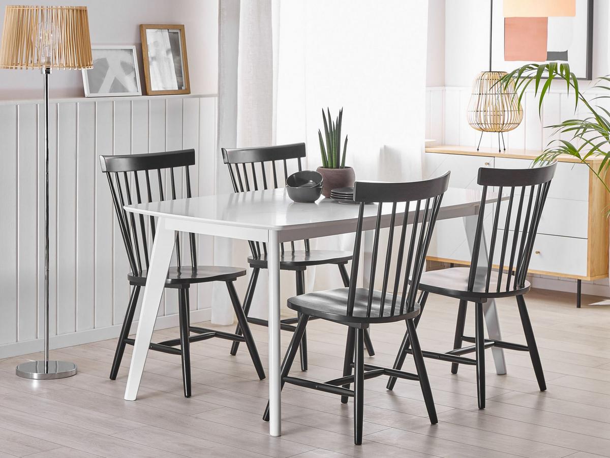 ESSZIMMERSTUHL 2er-Set Gummibaumholz Schwarz Burges - Schwarz, Holz (51/92/43cm) - Beliani