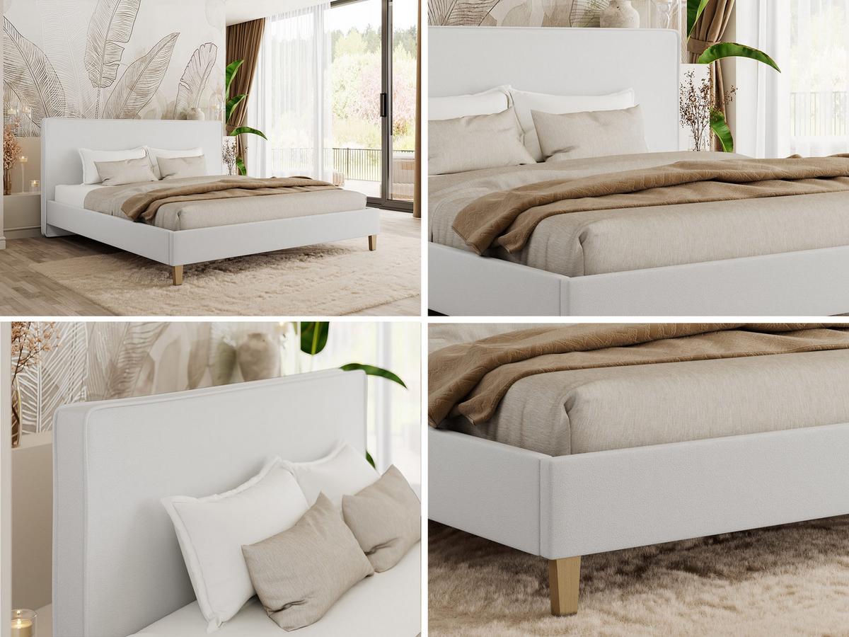POLSTERBETT LUMARO CLASSIC 140/200 - Weiß Kunstleder - Matratze Multipocket - Weiß/Kernbuche, Holz/Textil (140/200cm) - MKS