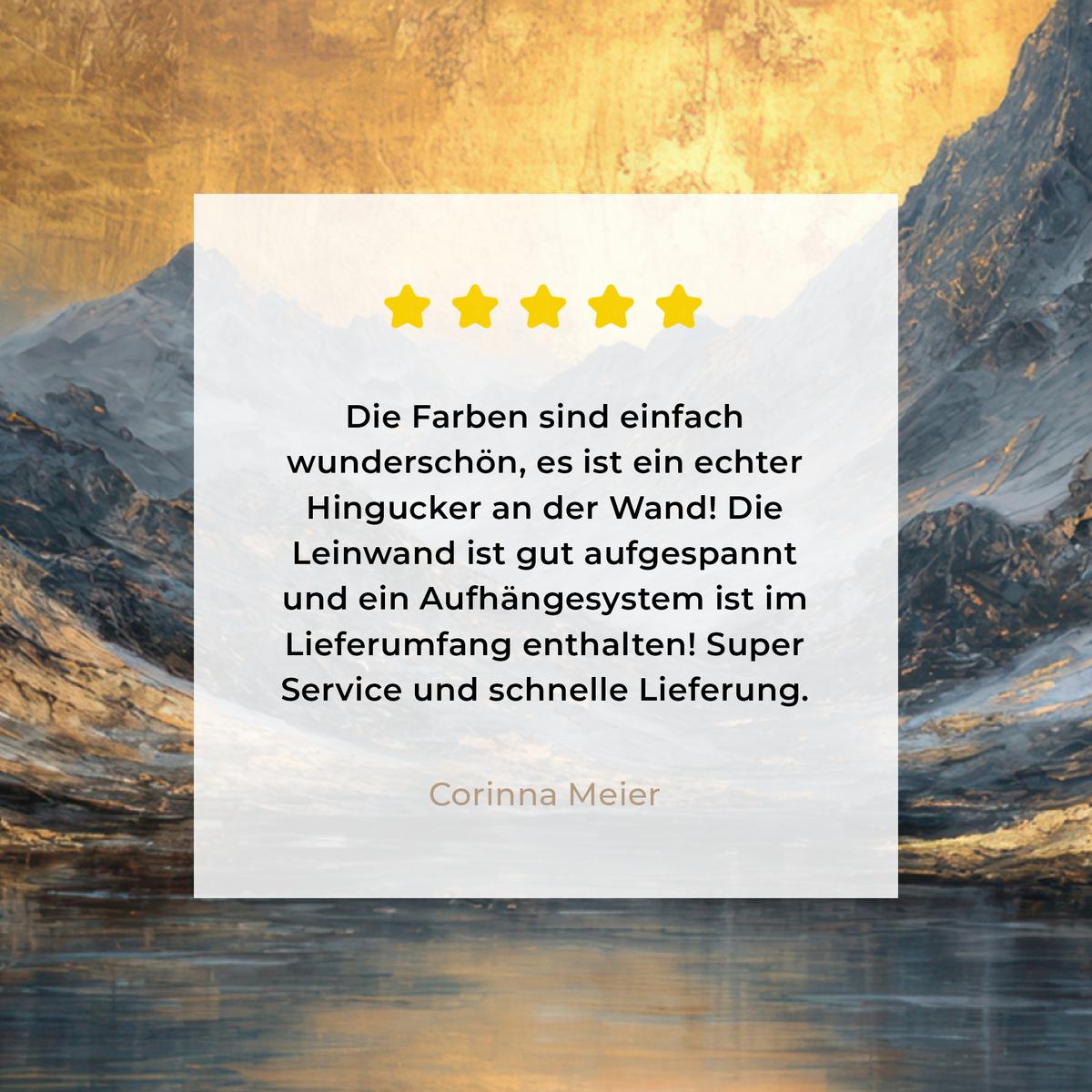 LEINWANDBILD Bergkulisse mit goldenem Sonnenuntergang Deko Groß 90x90 cm - Goldfarben, Textil (90/90cm) - MuchoWow