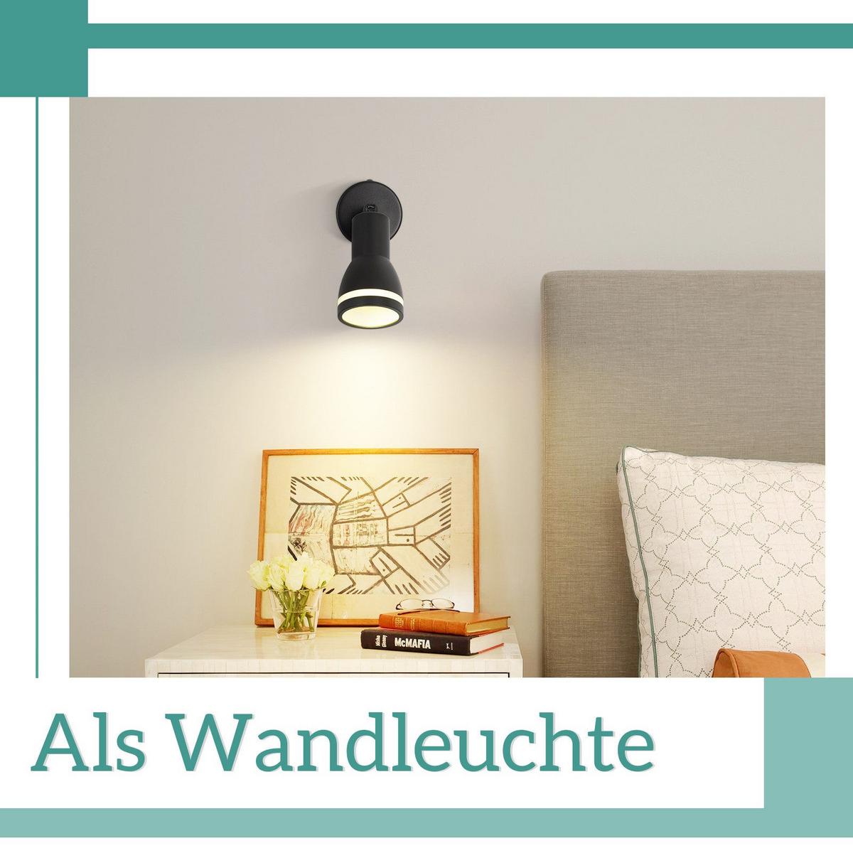 DECKENSTRAHLER Macleod 1-flammig 6/6/15.7cm - Schwarz, Metall (6/6/15.7cm) - Nettlife