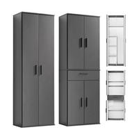 MEHRZWECKSCHRANK SET Der Allzweckwaffe - Anthrazit/Schwarz, Holzwerkstoff (60/180/34cm) - Mokebo
