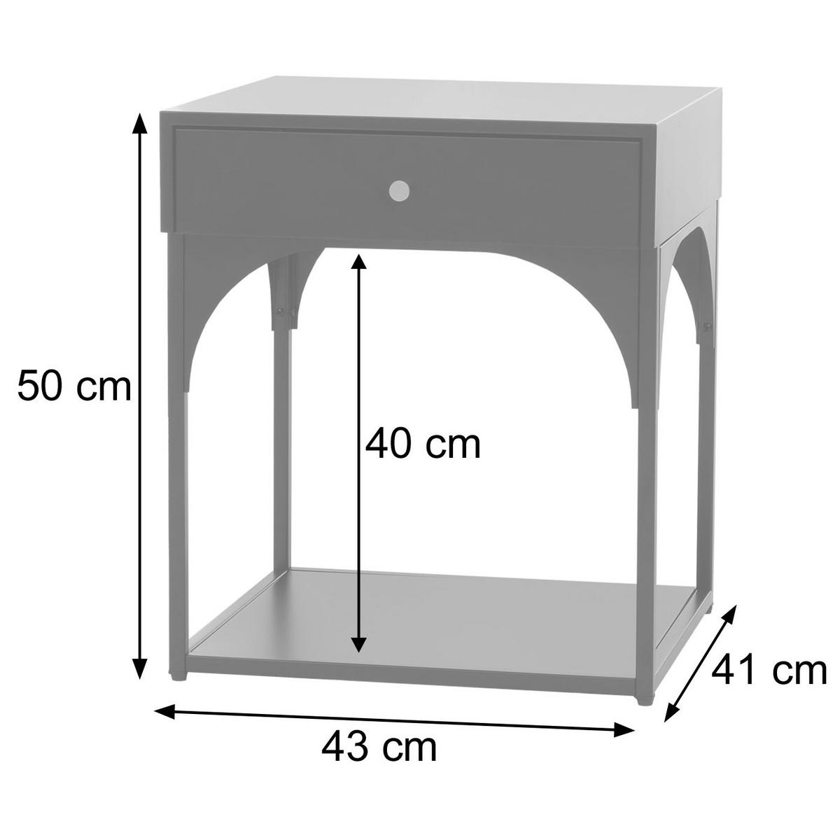 NACHTTISCH rechteckig Weiß - Weiß, Metall (43/50/41cm) - MCW