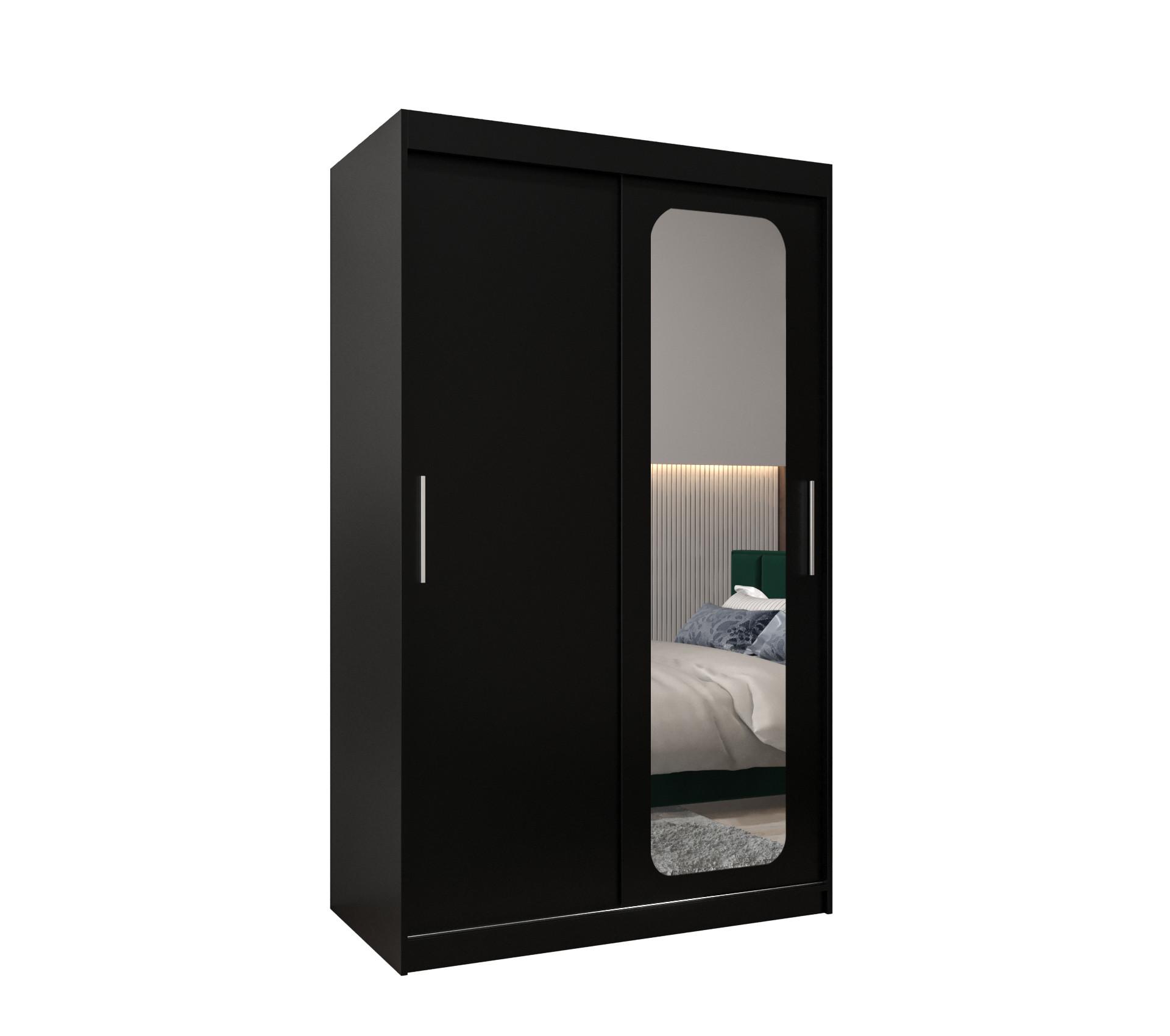 SCHWEBETÜRENSCHRANK 200/120/62 2-türig - Silberfarben/Schwarz, Holz/Kunststoff (120/200/62cm) - MÖBEL KRYSPOL