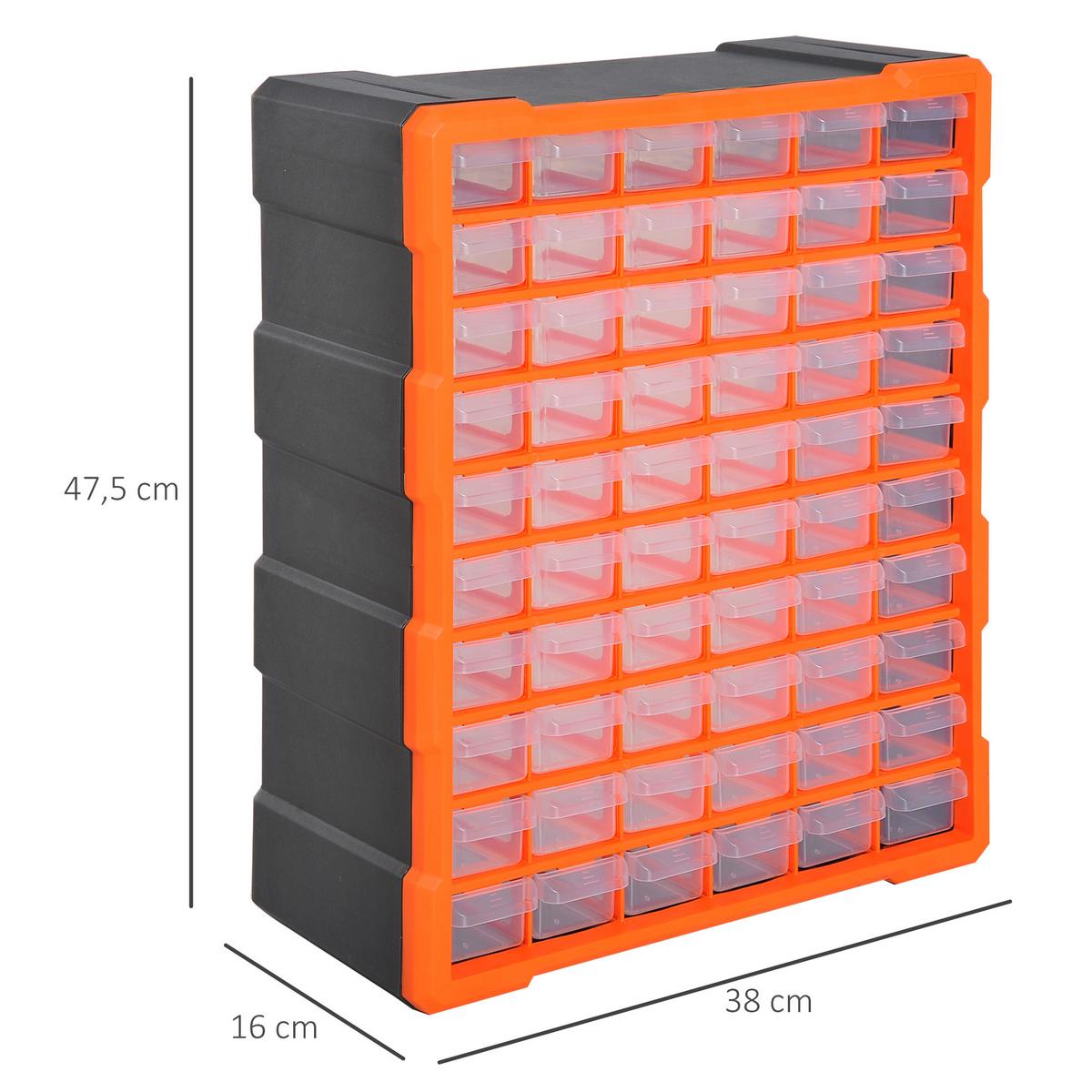 SORTIERKASTEN, Teile Box, Orange - Orange, Kunststoff (16/47.5/38cm) - DURHAND