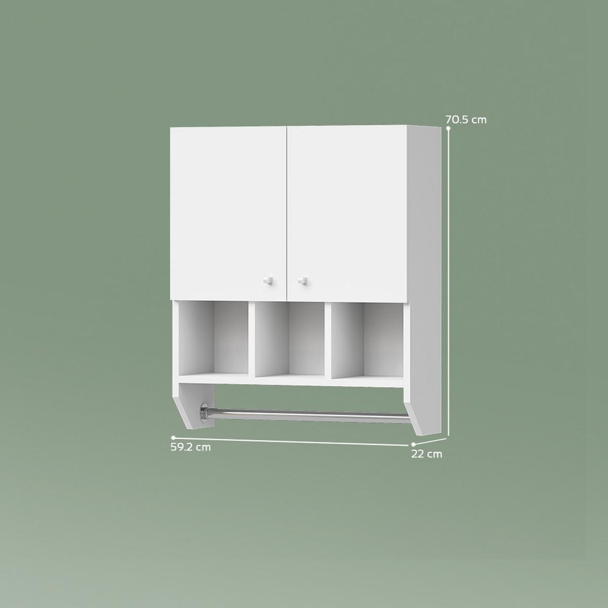 BADSCHRANK Fucino Weiß 59 x 70.5 cm Hängeschrank mit 2 Türen - Weiß, Holzwerkstoff (59/70.5/22cm) - Livinity®