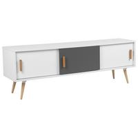 TV-MÖBEL Weiß, Grau, Hellbraun INDIANA 40/160/55 cm - Weiß, Holzwerkstoff (160/55/40cm) - Beliani
