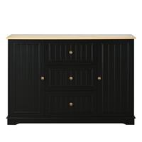 SIDEBOARD mit 3 schubladen & kühlschrank-türen - Schwarz, Holzwerkstoff (126/86/40cm) - Urban Meuble