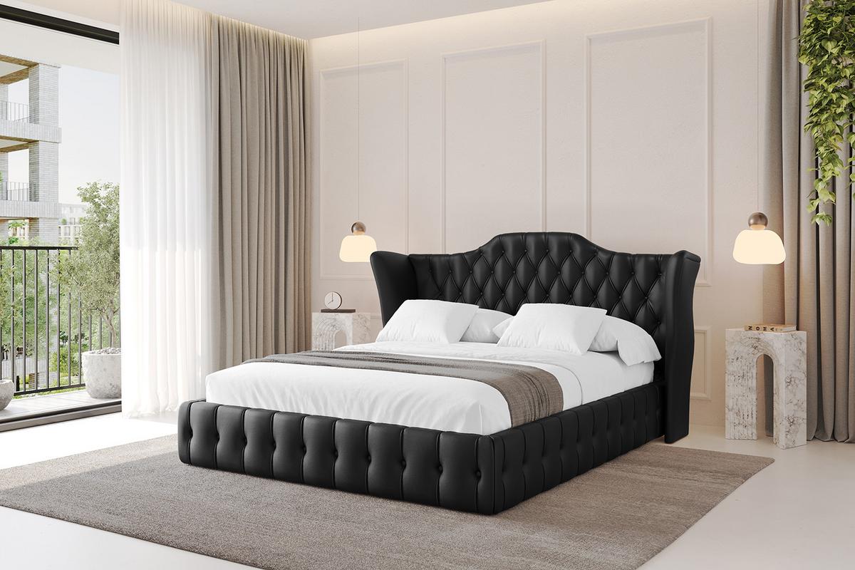 POLSTERBETT mit Bettkasten und Lattenrost, Bett mit Matratze H3/H4 - MODY 120x200 Schwarz Kunstleder - Schwarz Hochglanz, Holzwerkstoff/Textil (120/200cm) - ALTDECOR