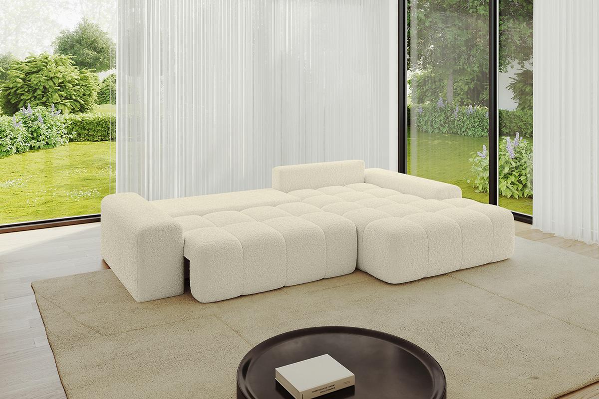 ECKSOFA Ottomane Rechts ENSI-L - 267x164x69 cm Creme - Hellbraun/Creme, Holzwerkstoff/Kunststoff (164/267cm) - ALTDECOR