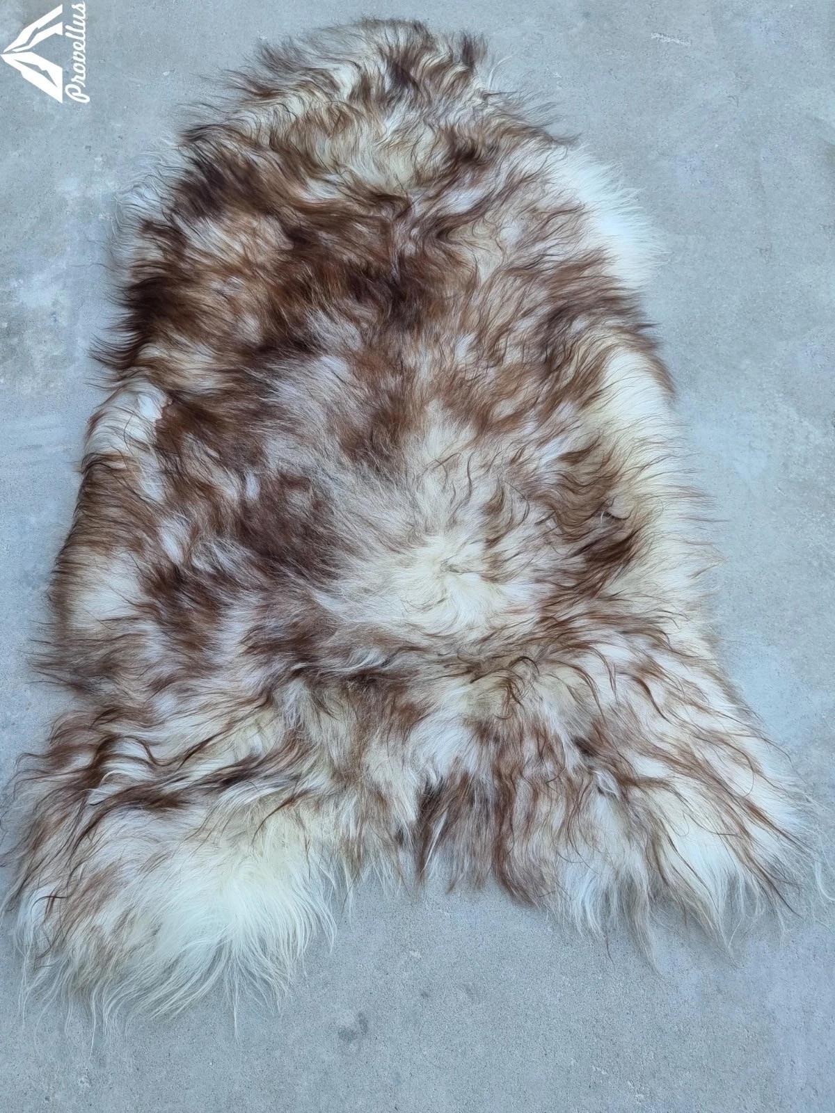 SCHAFFELL Langhaar skandinavisch weich chromfrei Braun geflammt ca. 105 cm - Braun, Fell (55/105cm) - Provellus