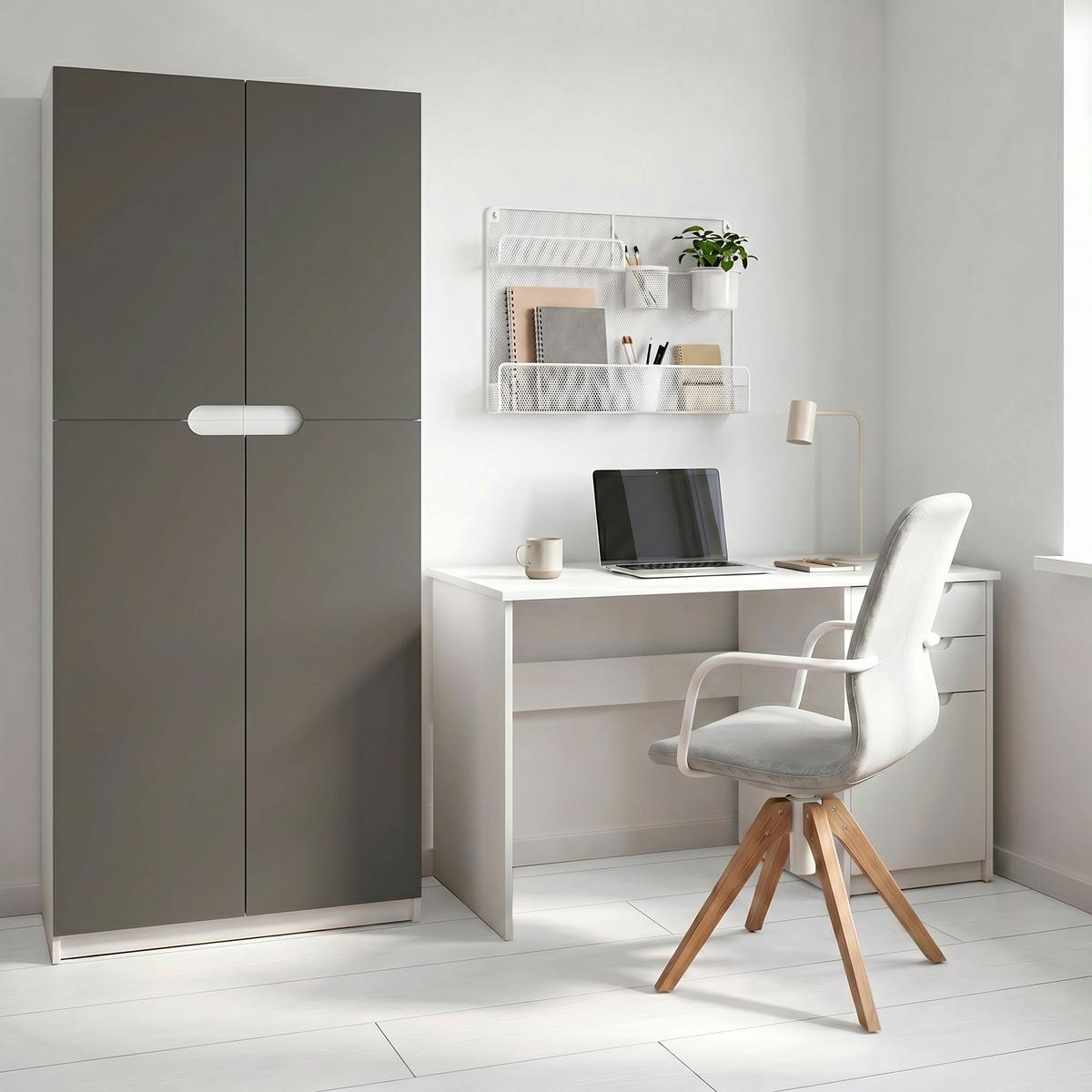BÜROSCHRANK Logan Fronten in Graphit Seidenmatt - Graphitfarben, Holzwerkstoff (82/184/37cm) - Vladon
