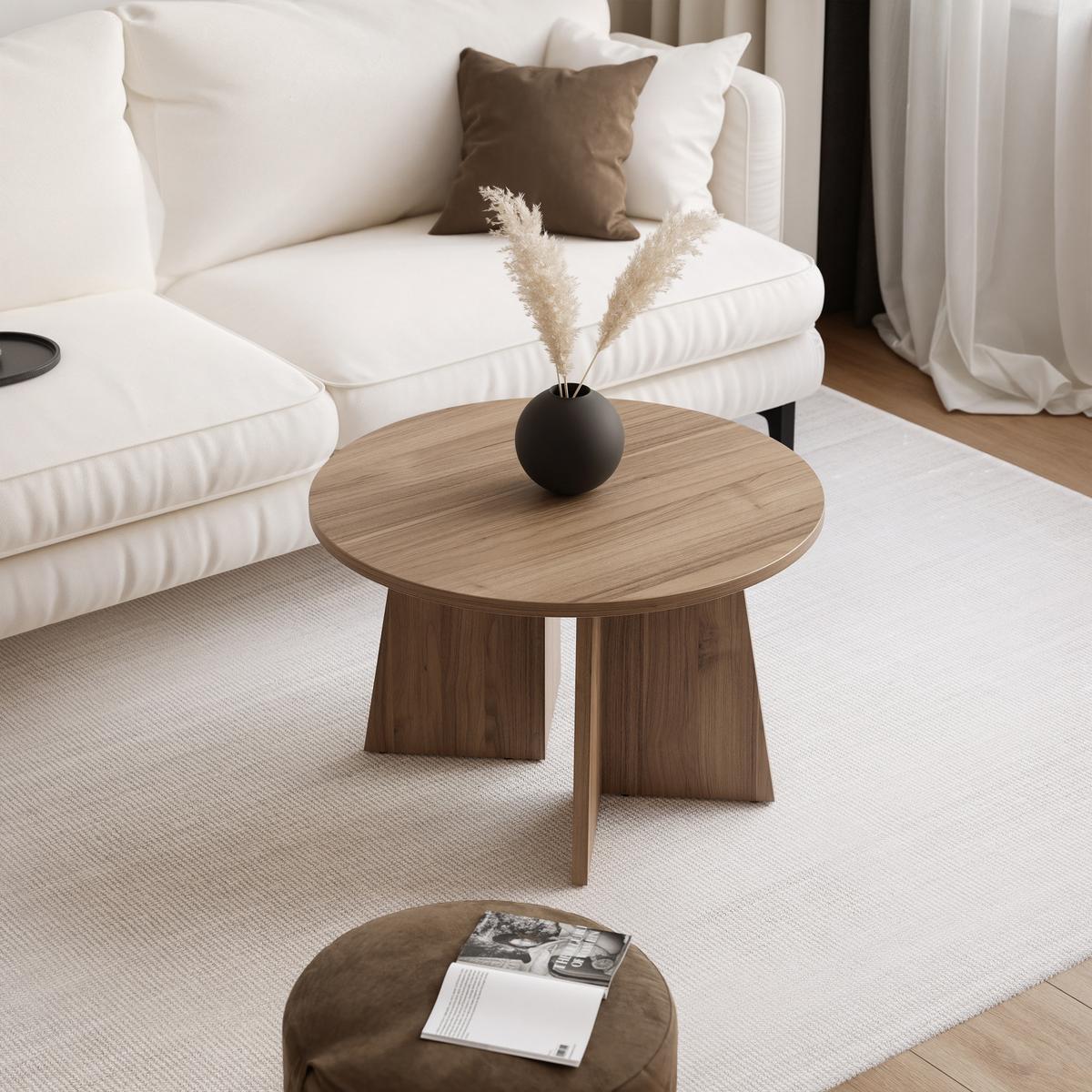 COUCHTISCH BELLAGIO 75/47 cm runden, Kaschmir/Nussbaum - Kaschmir, Holzwerkstoff (75/75/47cm) - Idohome