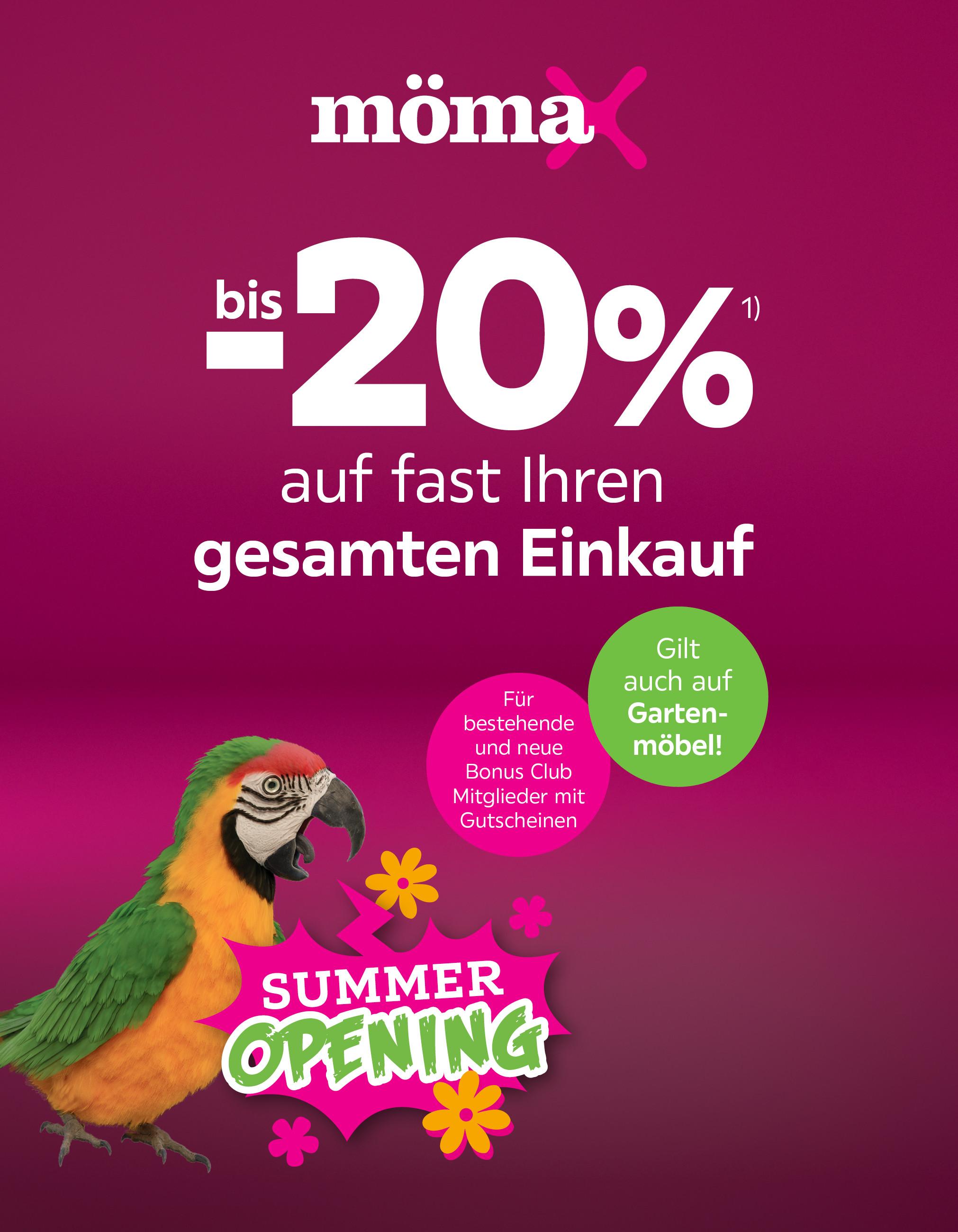 bis zu 20% auf fast den gesamten Einkauf für bestehende und neue Bonus Club Mitglieder!