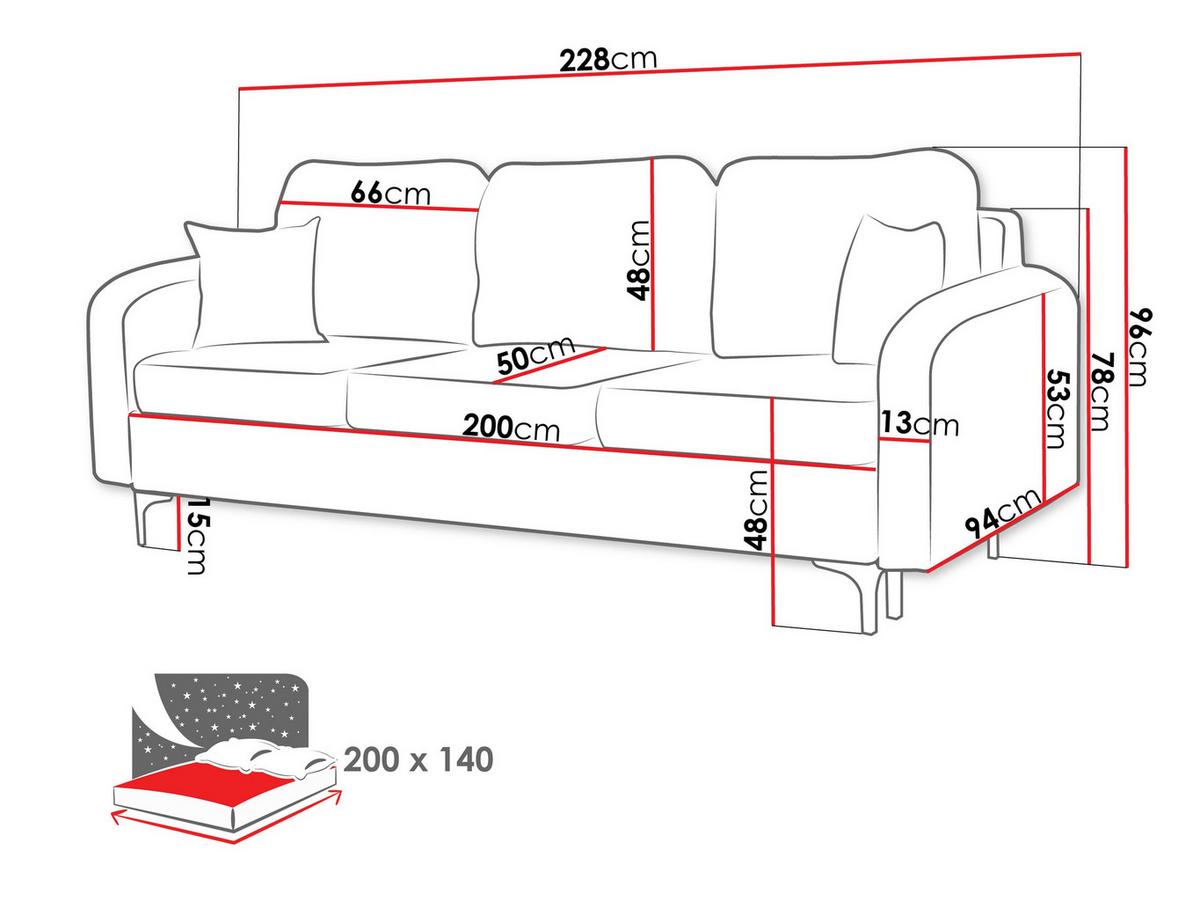 SCHLAFSOFA Venice - Blau/Schwarz, Holz/Textil (225/96/94cm) - MIRJAN24