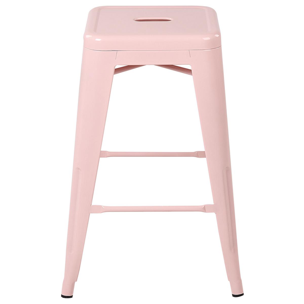 HOCKER 2er-Set Stahl Rosa Cabrillo - Pink, Metall (42/60/42cm) - Beliani