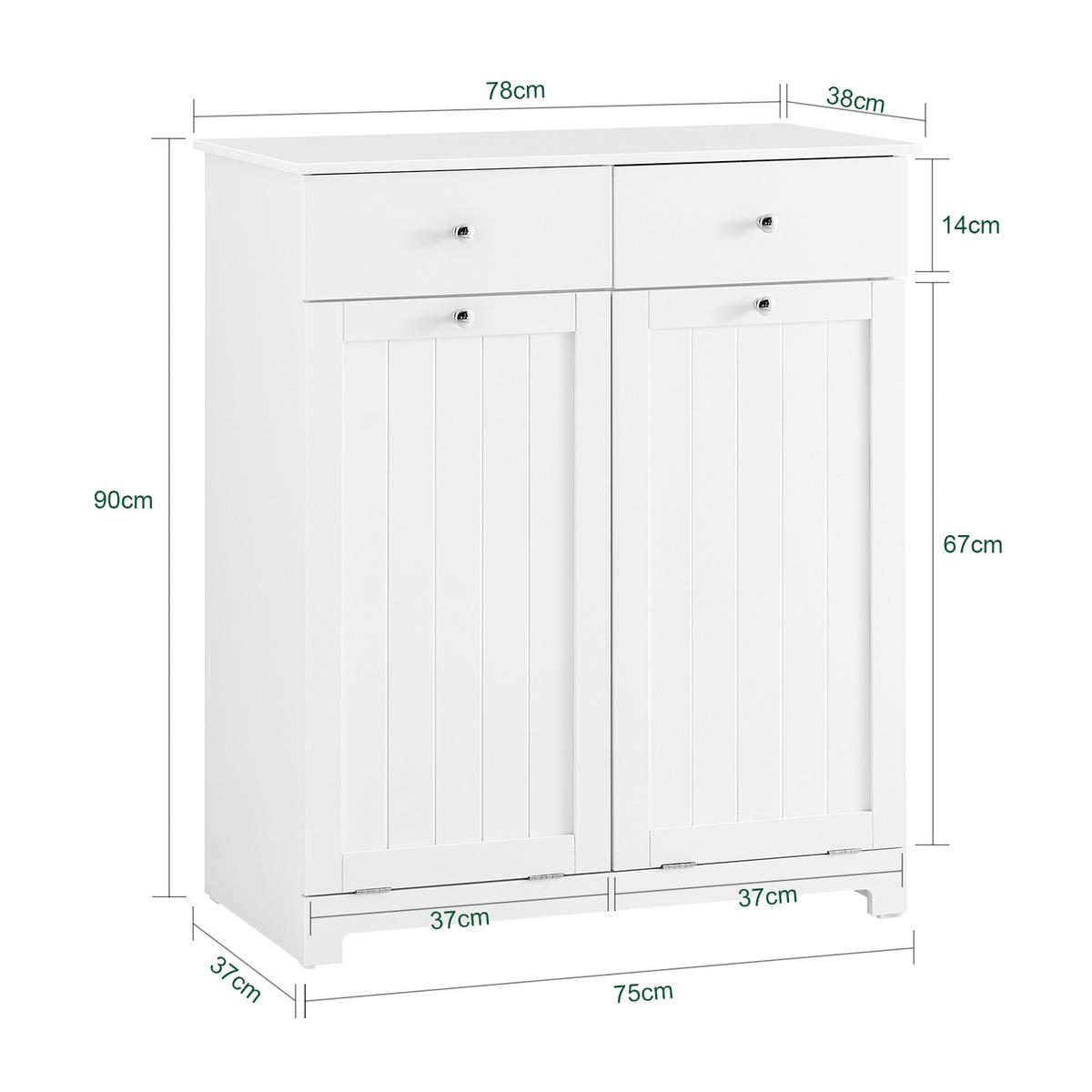 WÄSCHESCHRANK Weiß - Weiß, Holzwerkstoff (78/90/38cm) - SoBuy