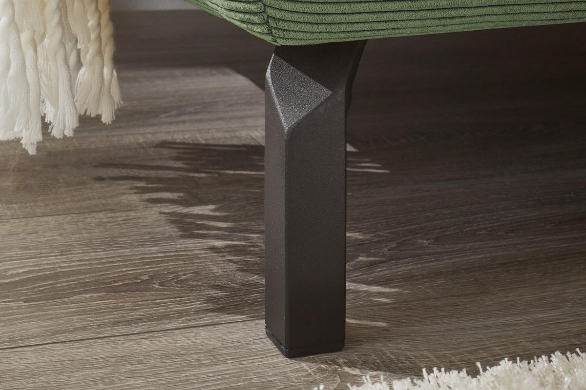 ECKSOFA DELIA Grün Cord - Schwarz/Olivgrün, Textil/Metall (276/219cm) - KAWOLA
