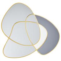 WANDSPIEGEL 99/89 cm Gold Tailly - Blau/Goldfarben, Glas (99/89/2cm) - Beliani