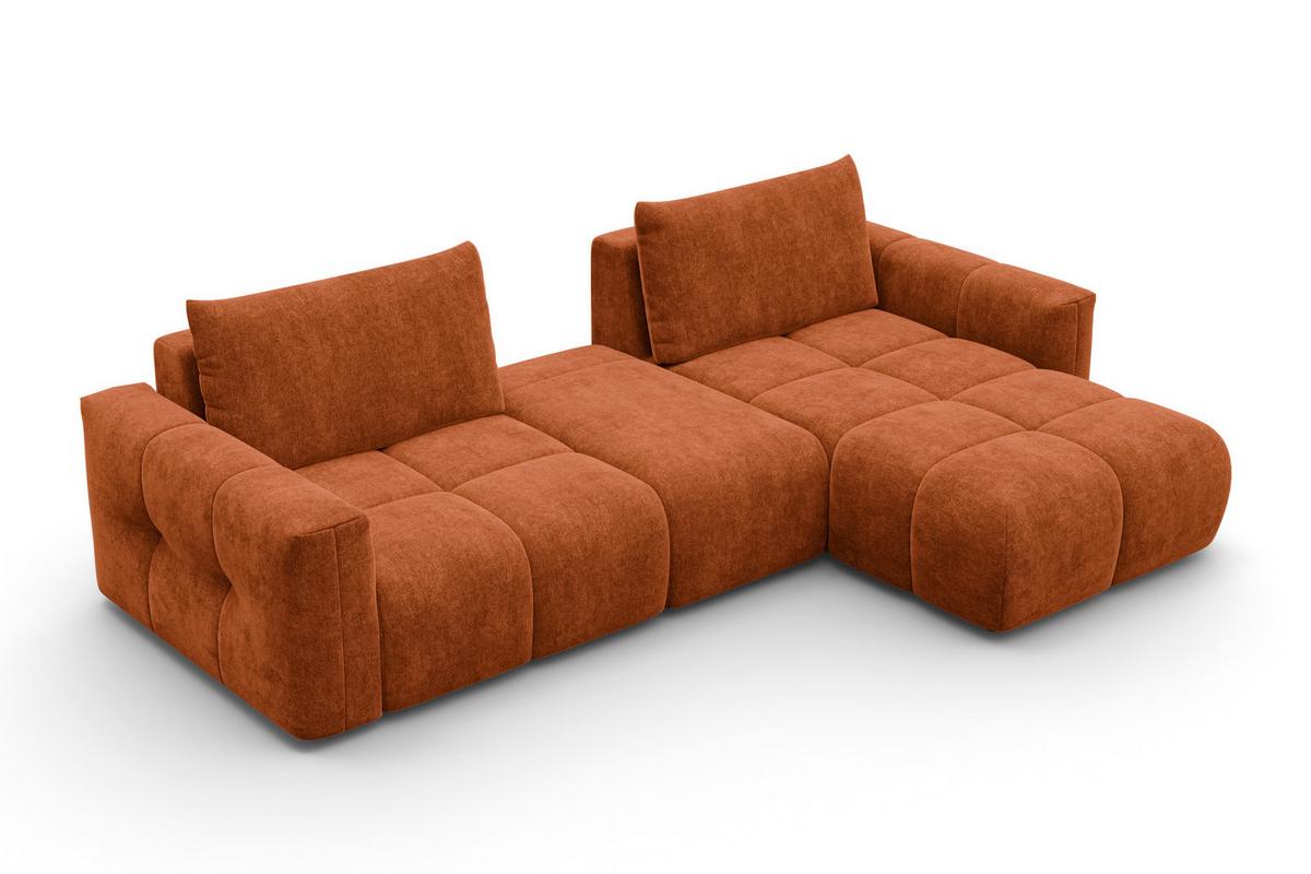 ECKSOFA VERONA 4-Sitzer RECHTS, Orange - Schwarz/Orange, Holz/Textil (282/173cm) - Courtois Laville