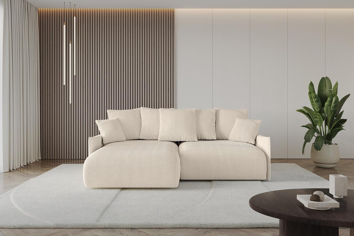 ECKSOFA Ottomane links ONESK-L -v1 216x177x72 Beige Cord - Beige, Holzwerkstoff/Kunststoff (216/177cm) - ALTDECOR