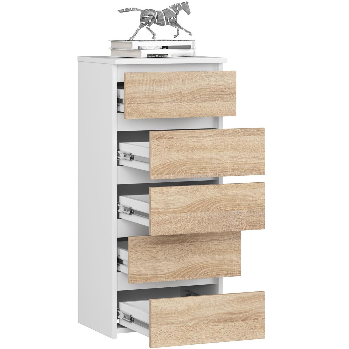 KOMMODE Weiß, Eiche Sonoma 92/40/35 - Weiß, Holzwerkstoff (40/92/35cm) - RAUMHIRSCH FURNITURE