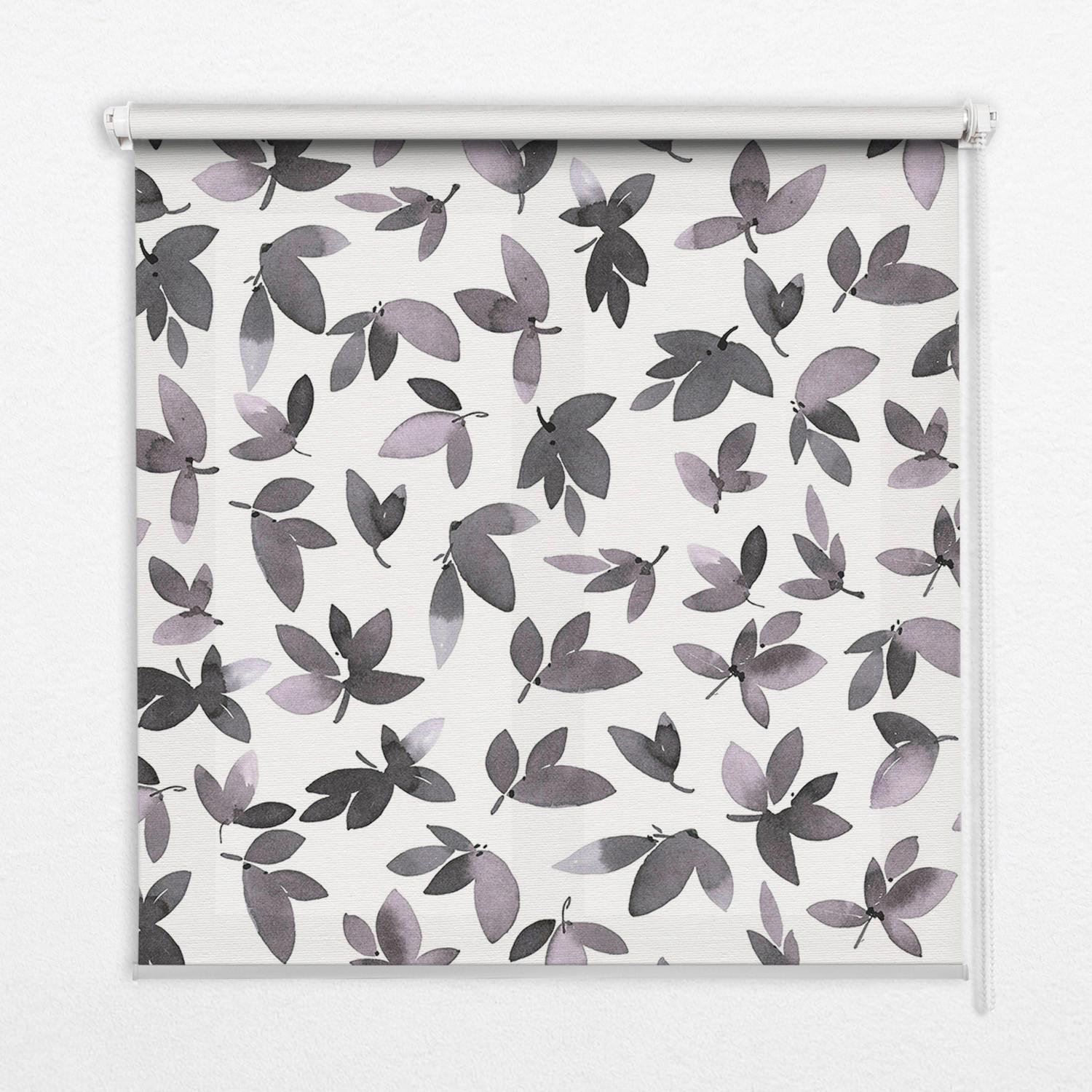 INNENROLLO - Fensterrollo - Rollo - 70x140 cm - Dunkelrosa Blätter - Violett, Kunststoff (70/140/0.5cm) - TULUP