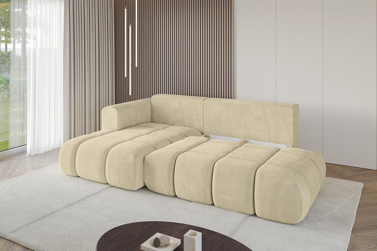 ECKSOFA Ottomane Links CLOUD-L 280x185x90 Beige Velours - Beige, Holzwerkstoff/Kunststoff (180/289cm) - ALTDECOR