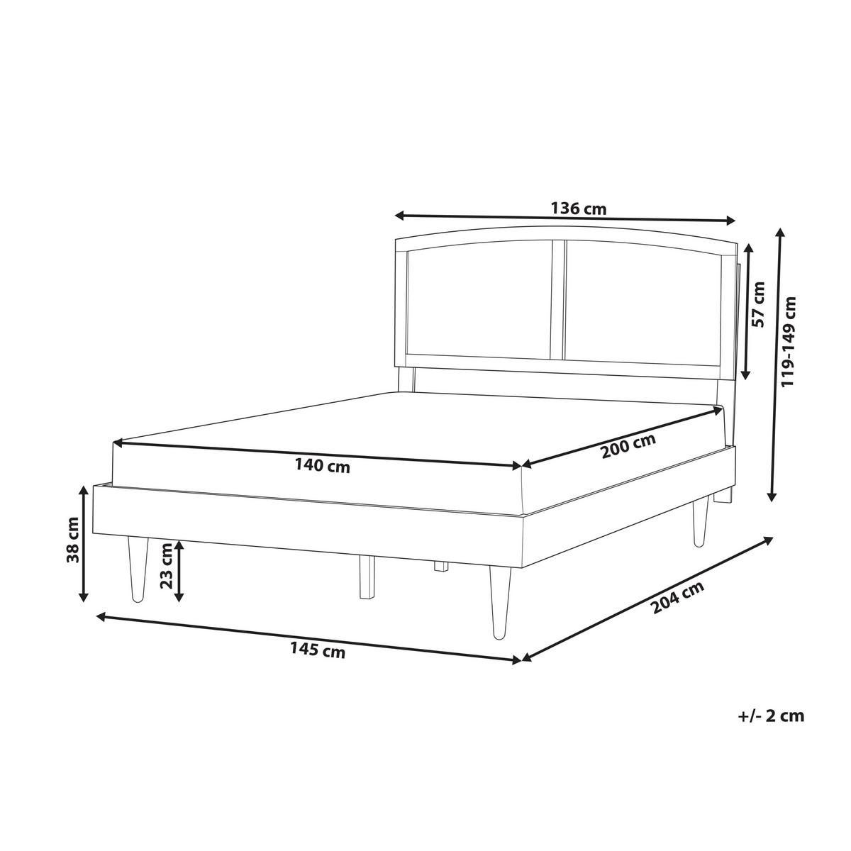 BETT mit Lattenrost 140/200 cm Gummibaumholz Braun Varzy - Braun, Holz (140/200cm) - Beliani
