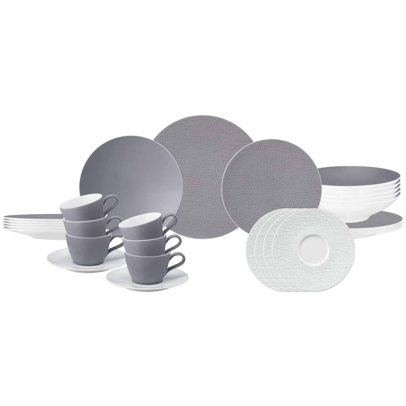 KOMBISERVICE Life Fashion Elegant Grey 30-tlg. - Grau, Keramik (2/2/2cm) - Seltmann Weiden