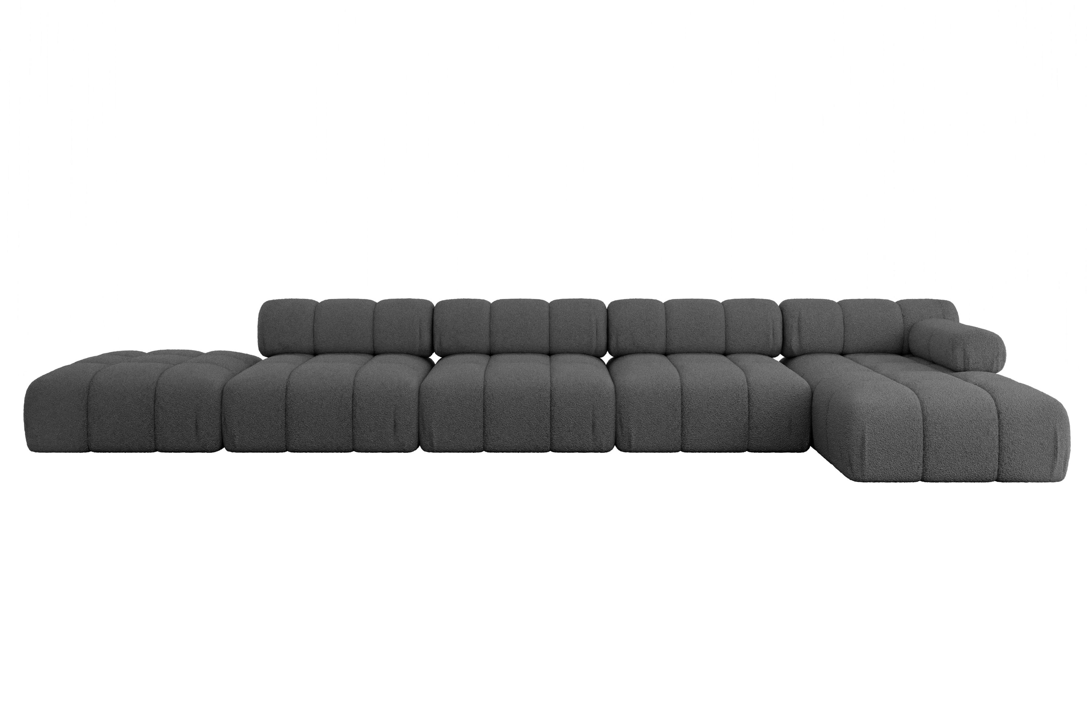 ECKSOFA modulares Sofa Lizur-L3 - 475x160x70 cm Grau Bouclé - Grau, Holzwerkstoff/Textil (475/160cm) - ALTDECOR