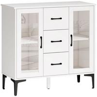 KOMMODE MDF Glas Weiß - Transparent/Schwarz, Holzwerkstoff/Metall (38/86/90cm) - HOMCOM