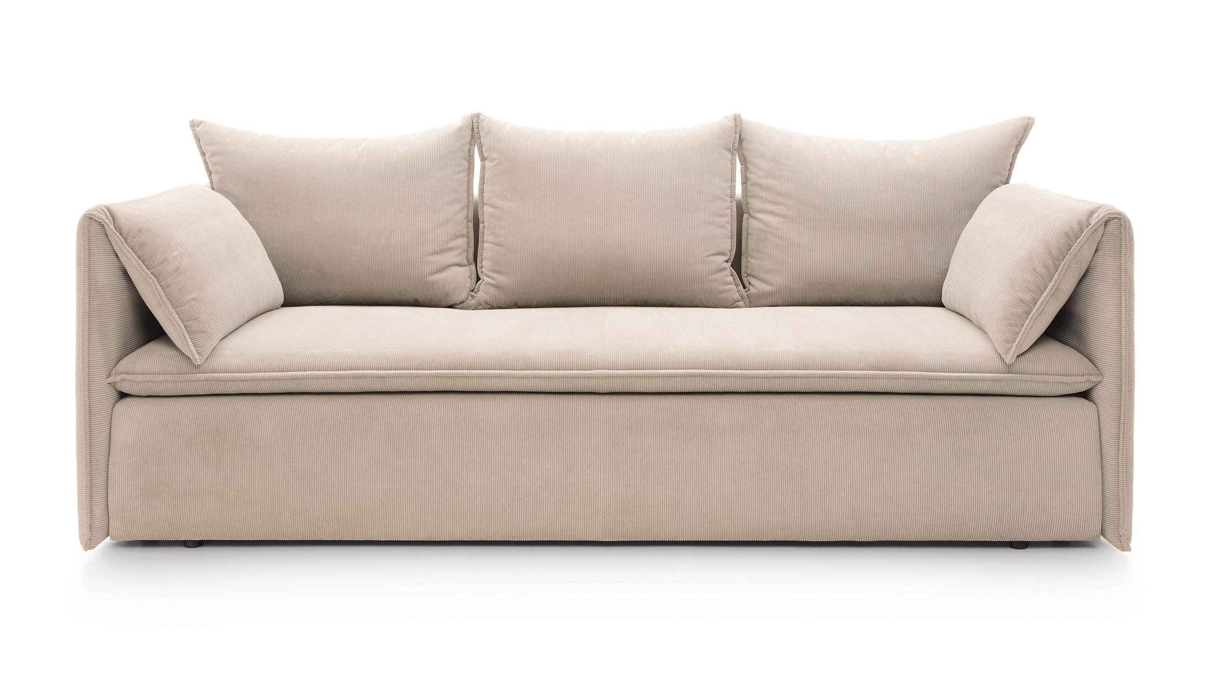 BETTSOFA PREGIO Beige Velours-Stoff mit Schlaffunktion - Beige, Textil (105/89/218cm) - MASSENO